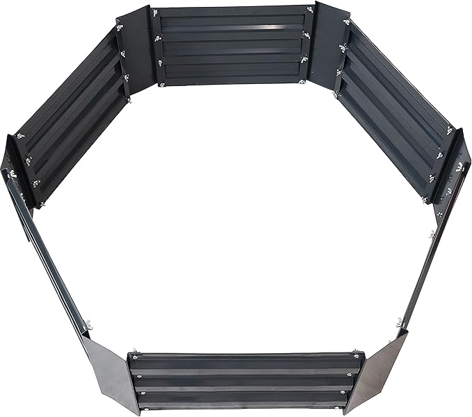 Sunnydaze 11.75" H Raised Metal Garden Bed - Galvanized Raised Garden Bed Outdoor for Vegetables and Flowers - Dark Gray - Hexagon
