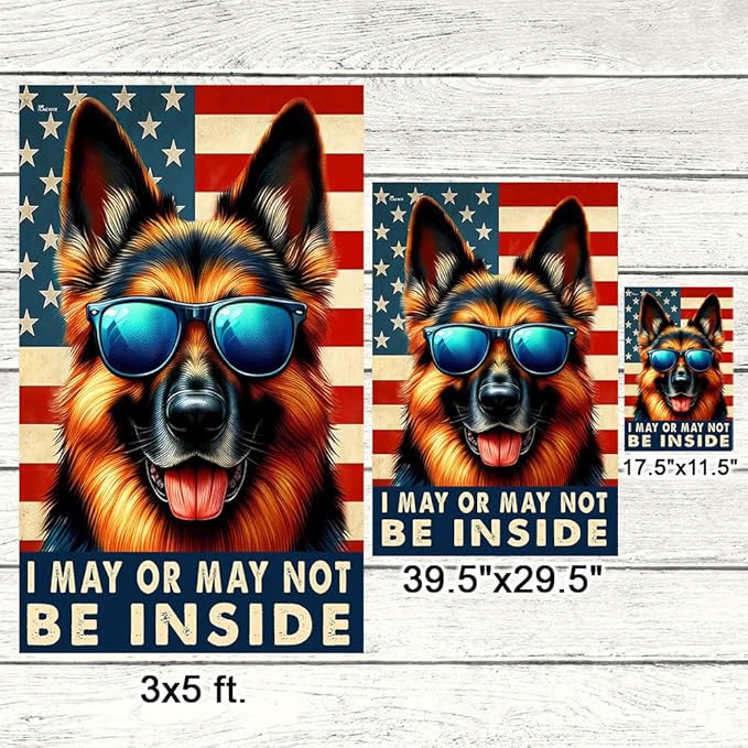 American Flag-Funny German Shepherd Dog American Flag TQN2748F, House Flag (29.5" x 39.5")-USA Flags Premium Polyester-Decorative Indoor Outdoor Flag