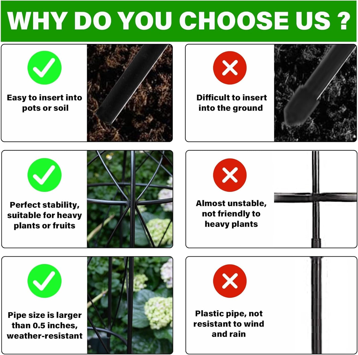 Garden Obelisk Trellis for Climbing Plants - 27.1" x 7.8" -Durable Metal Design, Rust-Proof, Ideal for Indoor & Outdoor Use, Perfect for Roses, Topiaries, and Garden Decor