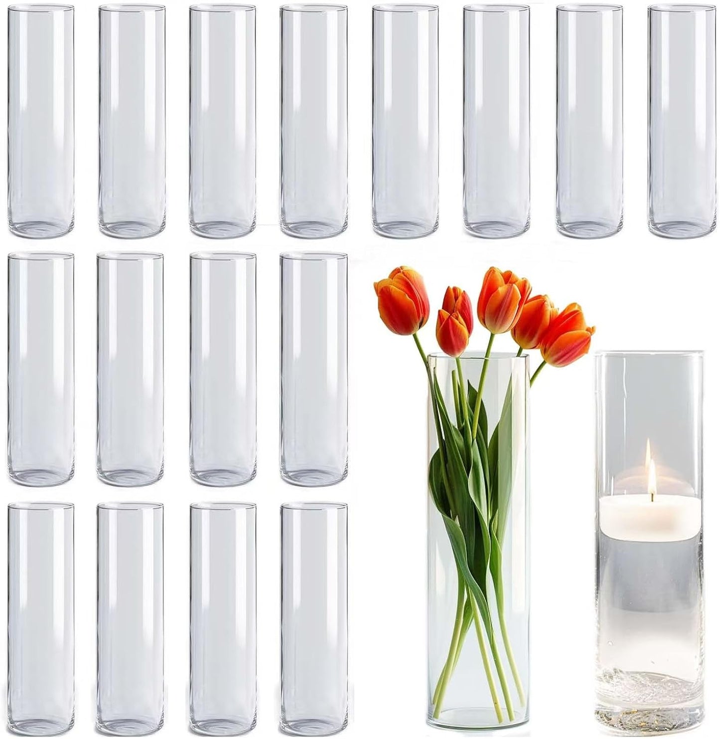 42pcs Glass Vase Cylinder Vases for Centerpieces Small Flower Glass Clear Vases Home Decor Centerpiece Table Flower Vase Decorations for Wedding Decoration&Holiday 7 Vases of Different Sizes
