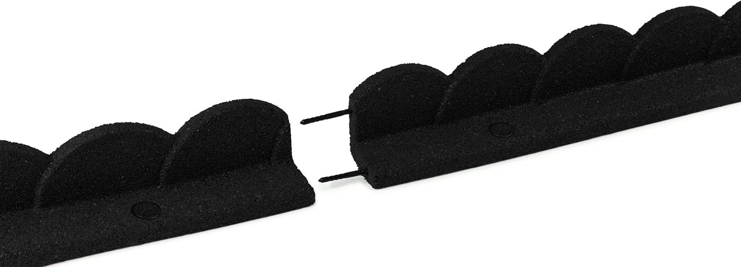 Playsafer L Shaped Flexible Rubber Scalloped Edger for Lawns Landscaping and Playground | Easy No Dig Installation| 4' Long (6, Black)