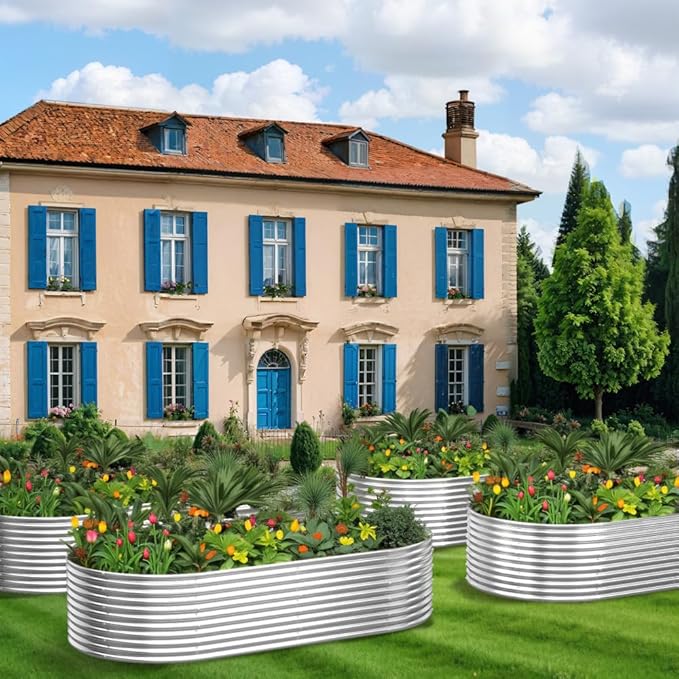 Tall Galvanized Raised Garden Bed Outdoor,Metal Garden Bed for Vegetables,Steel Raised Beds for Gardening,Above Ground Garden Box for Flower-44x22 inch