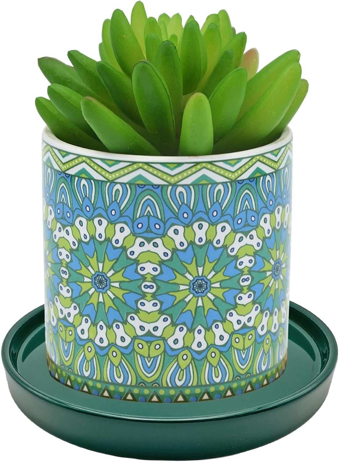 Ceramic Plant Saucer Pot Tray 12 Inch, Planter Saucers 4 5 6 7 8 9 10 11 12 13 Inch for Indoors Outdoor, Durable Sturdy Flower Drainage drip Water Tray for Glazed Pots Base (12.7 Inch-Green)