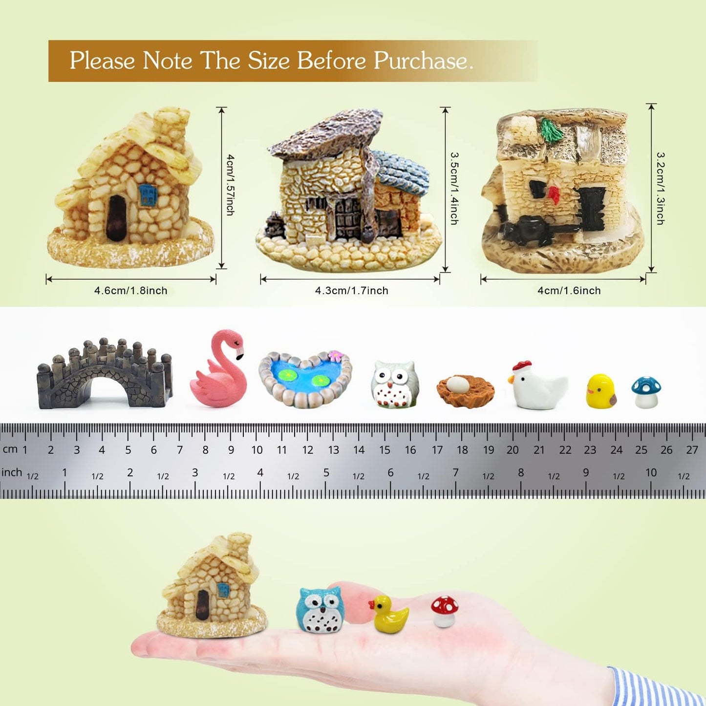 Dracarys Selected 50 Pieces Fairy Garden Accessories, Animals, Miniature Figurines, Micro Landscape Ornaments Kit, DIY, Environmental Resin