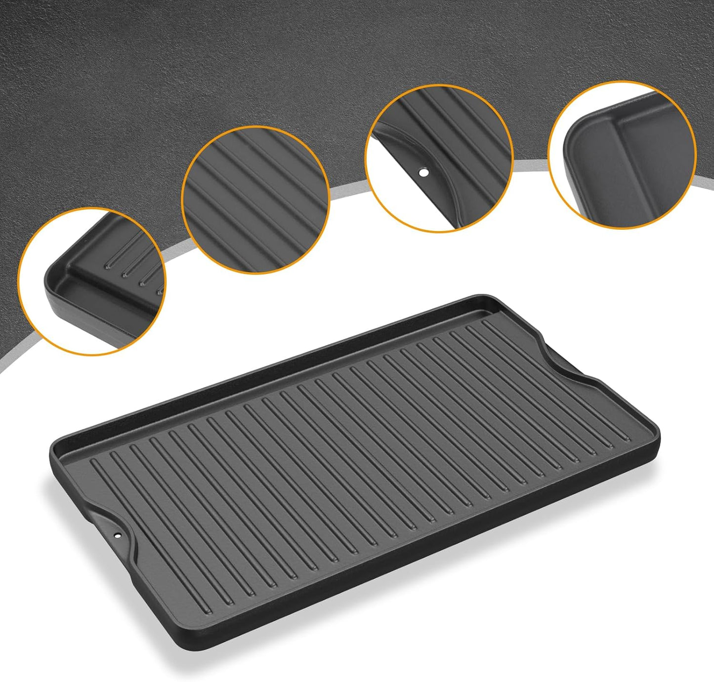 AJinTeby 2-in-1 Reversible 16” x 24” Pre-Seasoned Cast Iron Cooking Griddle for Gas Stove/Charcoal/Electric/Propane/Gas Grill, Flat Griddle Top Plate for Camping Tailgating