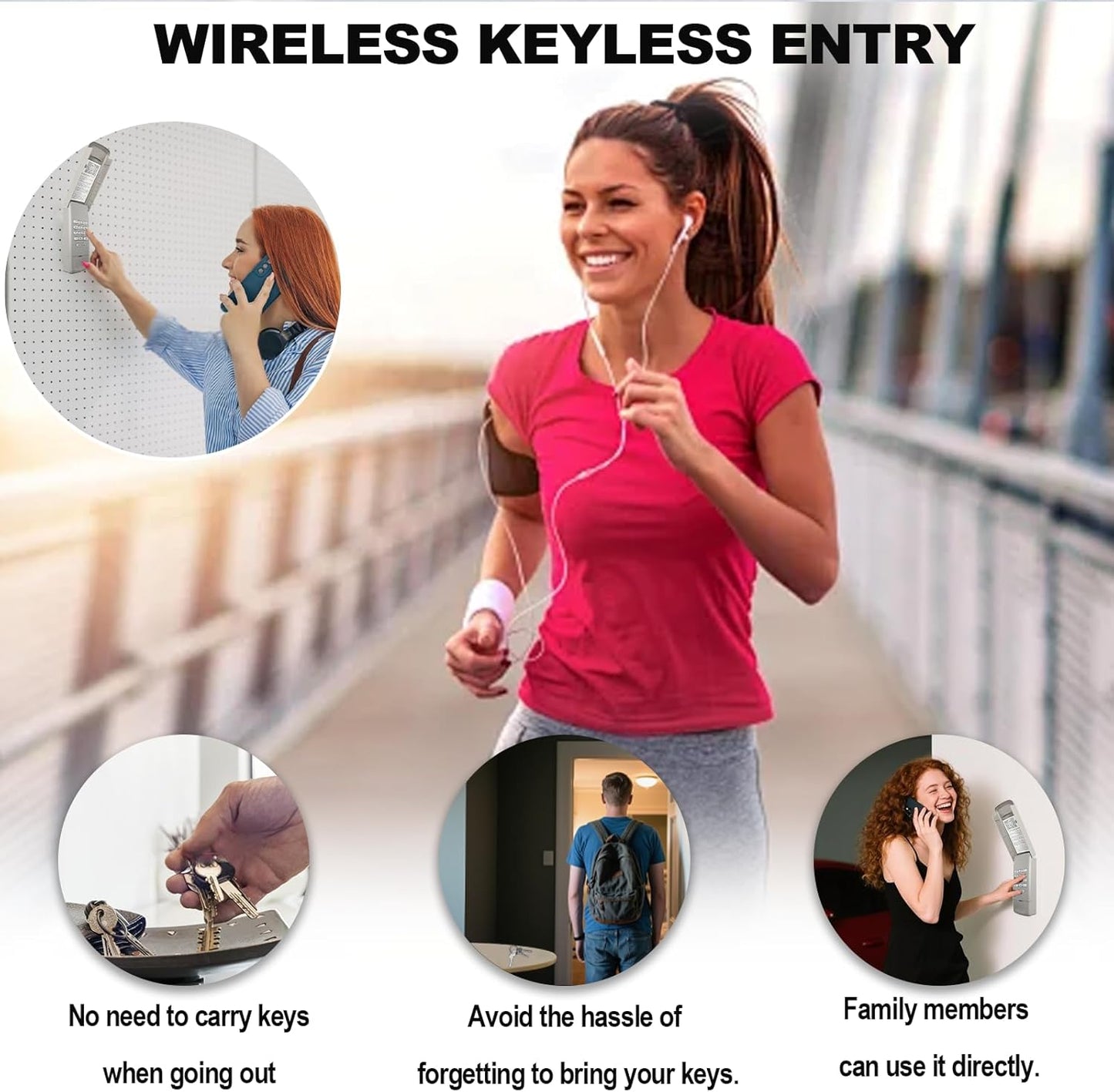 Universal Garage Door Opener Keypad for Liftmaster/Chamberlain/Craftsman/Genie/Linear/Wayne Garage Door Opener Keypad Wireless Keyless Entry Remote with Smart Learn Button or DIP Switch