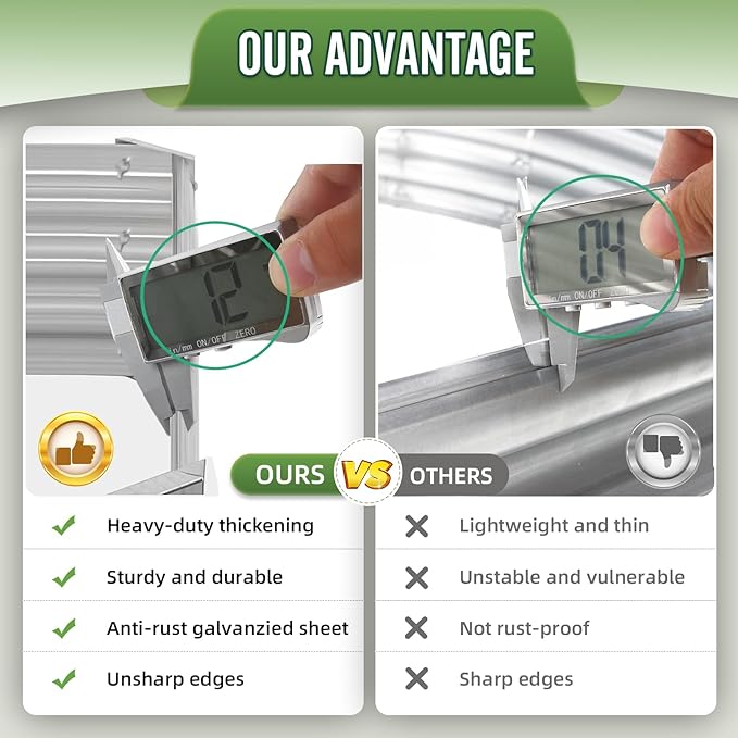 Outdoor Metal Galvanized Raised Planter Box,Rectangular Large Garden Bed Kit for Vegetables, Fruits, Flowers and Herbs 6X3X1 FT