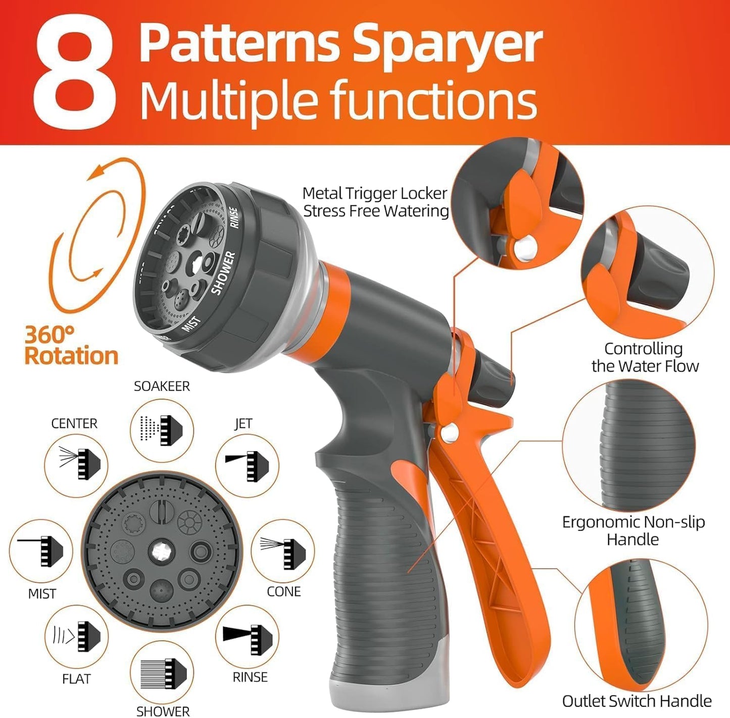 Garden Water Hose 100 ft x 3/4 in Heavy Duty, Flexible and Lightweight, Burst 600 psi, Kink-less Hybrid Rubber Pipe for Backyard, 3/4'' Brass Fittings, Black