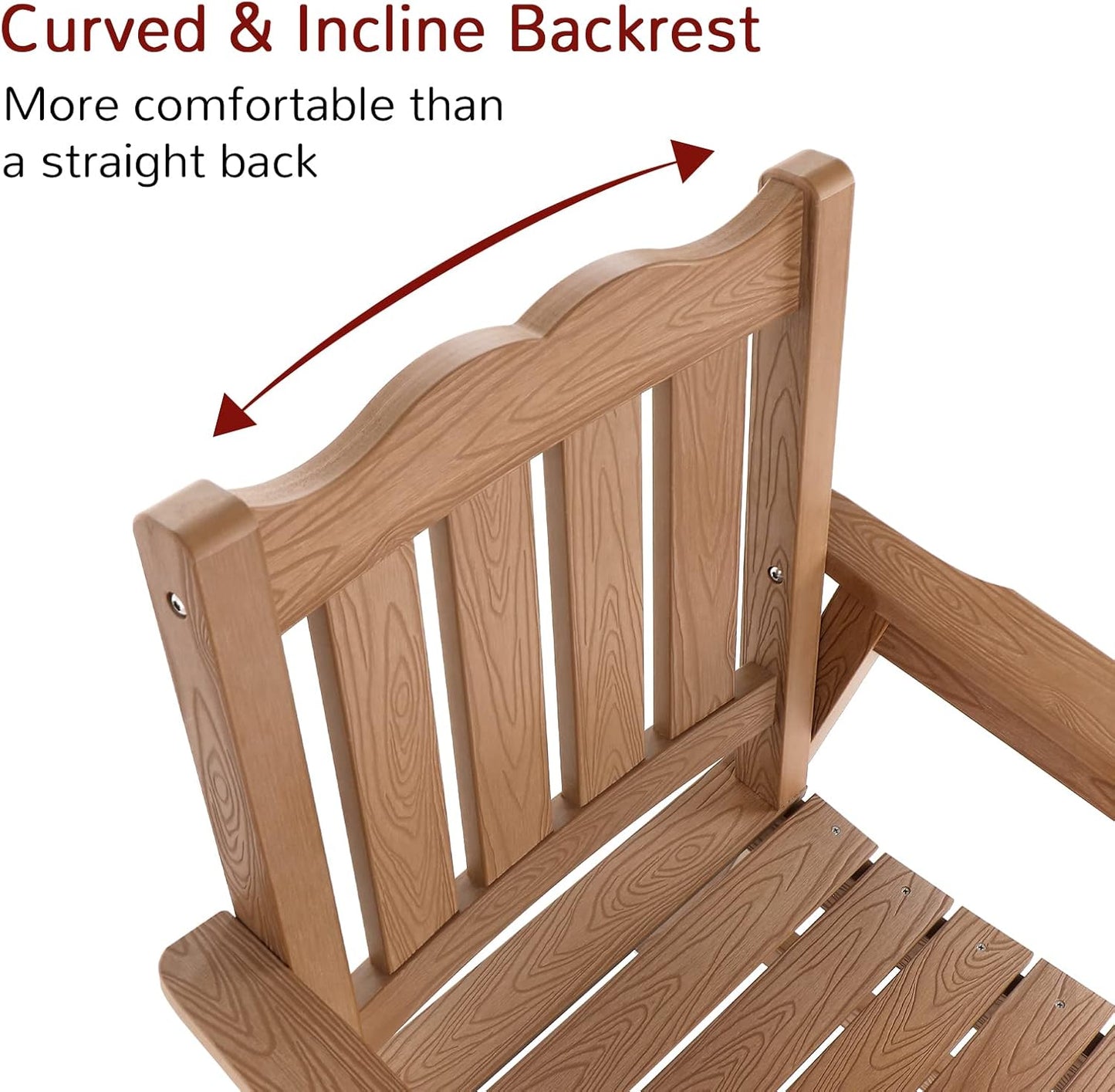 Stoog All-Weather Patio Chairs Set of 2, Oversized Garden Chair with 400 lbs Weight Capacity, Easy to Assemble, Outdoor Chair for Patio, Backyard Deck, Fire Pit & Lawn Porch, Teak