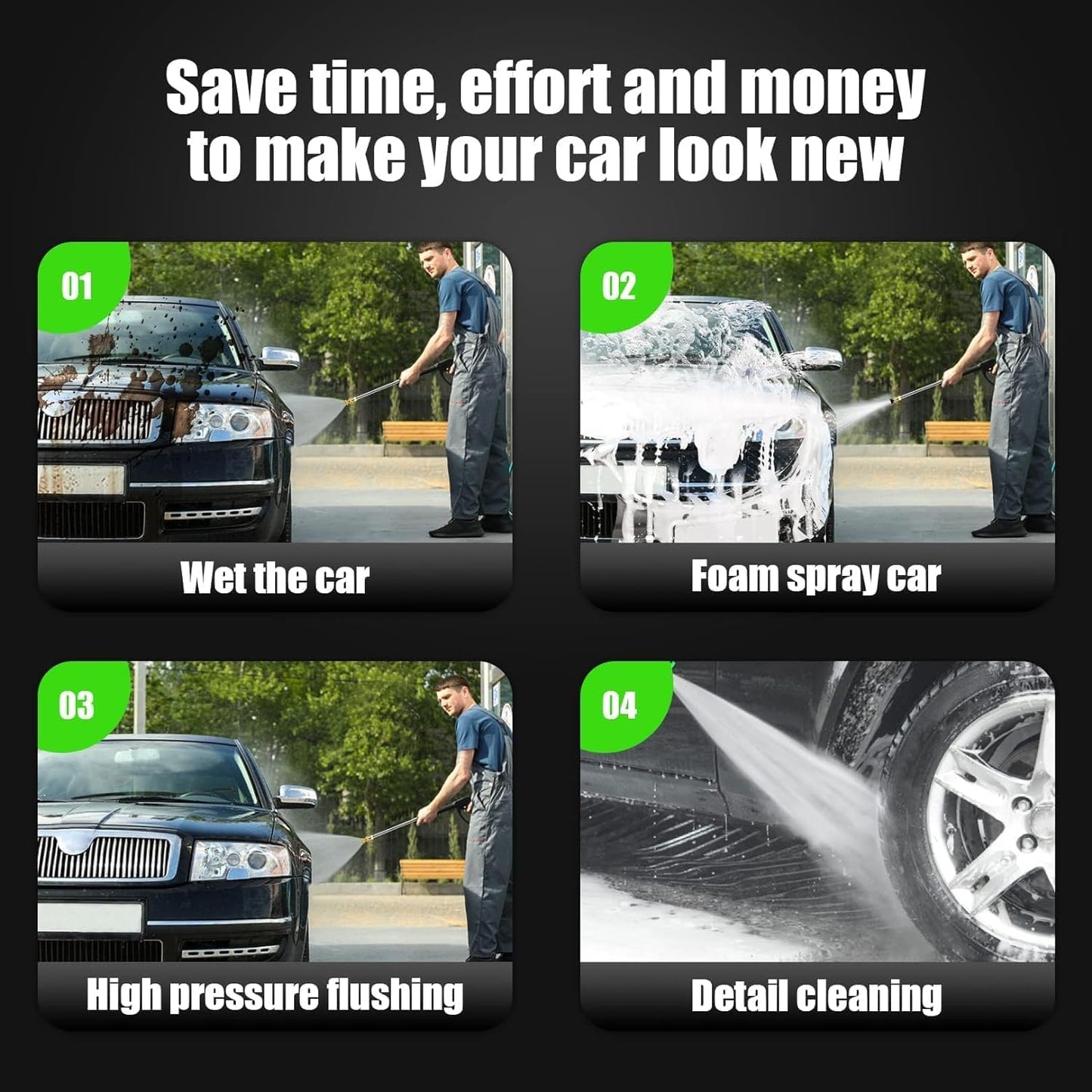 4800 PSI Pressure Cleaner- 4.0 GPM High Power Cleaner with 33FT Hose Reel, 4 Spray Tips and Soap Bottle for Car Washing, Fence Cleaning, Patio Maintenance(Upgraded) (Blue)