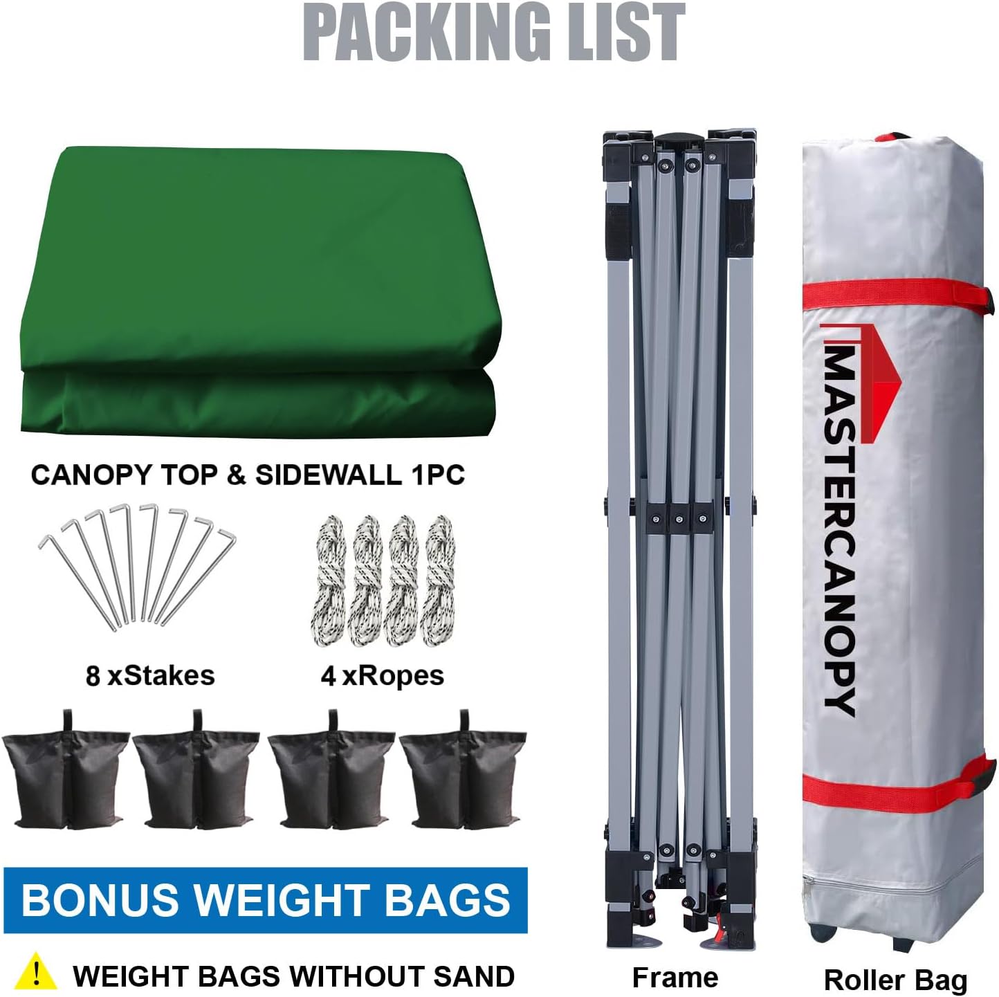 MASTERCANOPY Durable Pop-up Canopy Tent with 1 Sidewall (10'x10',Forest Green)