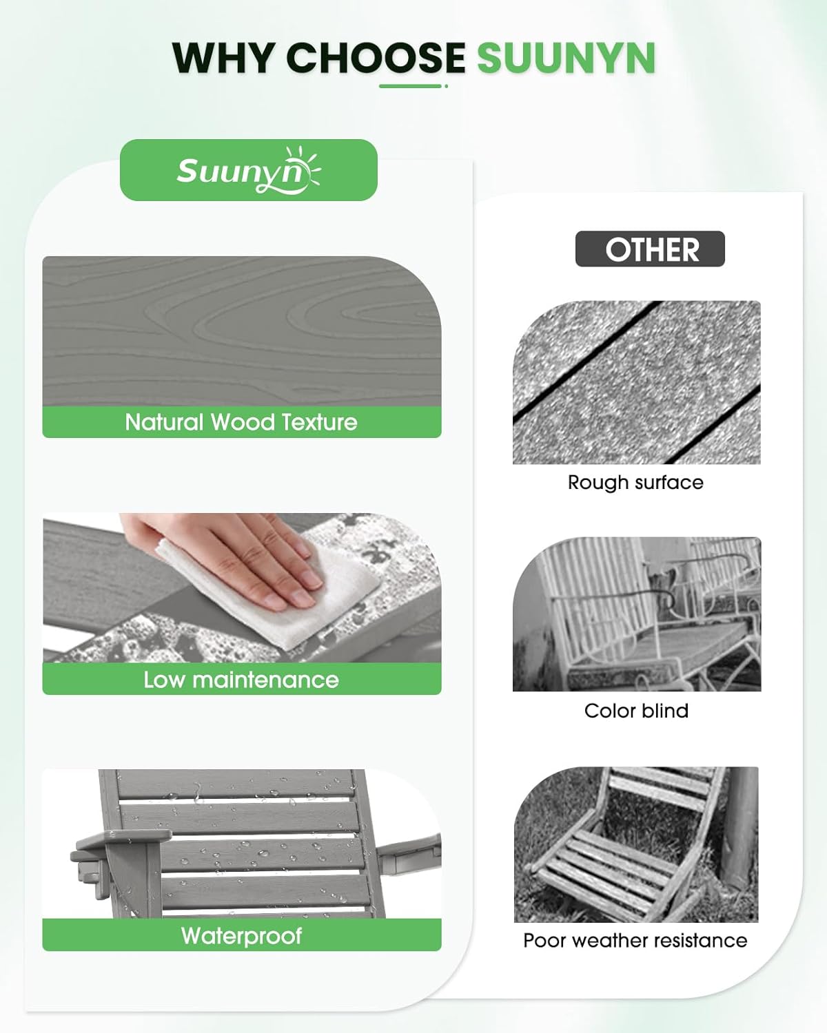 Adirondack Chairs Set of 2, Outdoor Fire Pit Chairs, HDPE All-Weather Adirondack Chairs with Cup Holder, Lawn Chair for Deck, Patio, Garden (Grey)