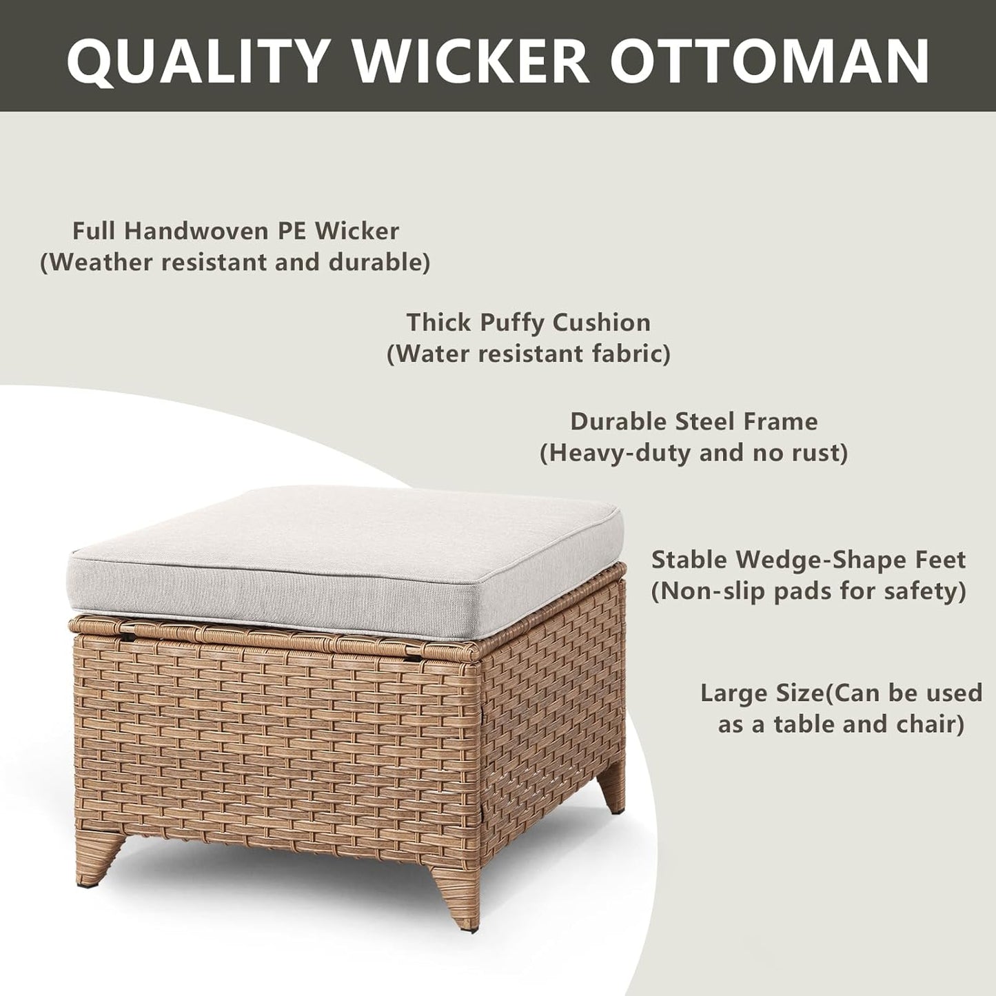 Outdoor Wicker Patio Furniture Set - 6 Piece Rattan Patio Conversation Set with 2 Rocking Swivel Chairs,2 Ottomans,1 Loveseat and 1 Side Table for Porch Deck Backyard Garden(Yellow/Beige)