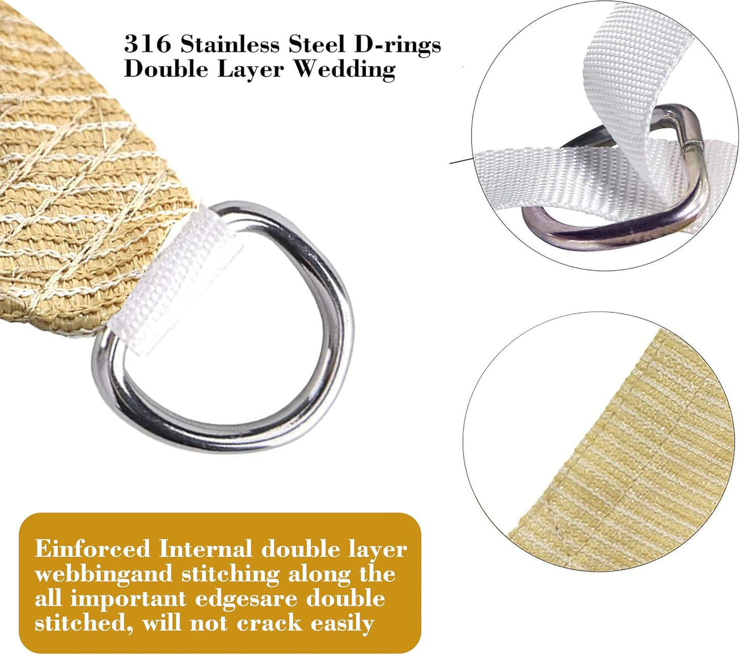 8' x 17' Beige Rectangle Sun Shade Sail SSP1212 Canopy Durable Fabric UV Block Awning,We Make Custom Orders