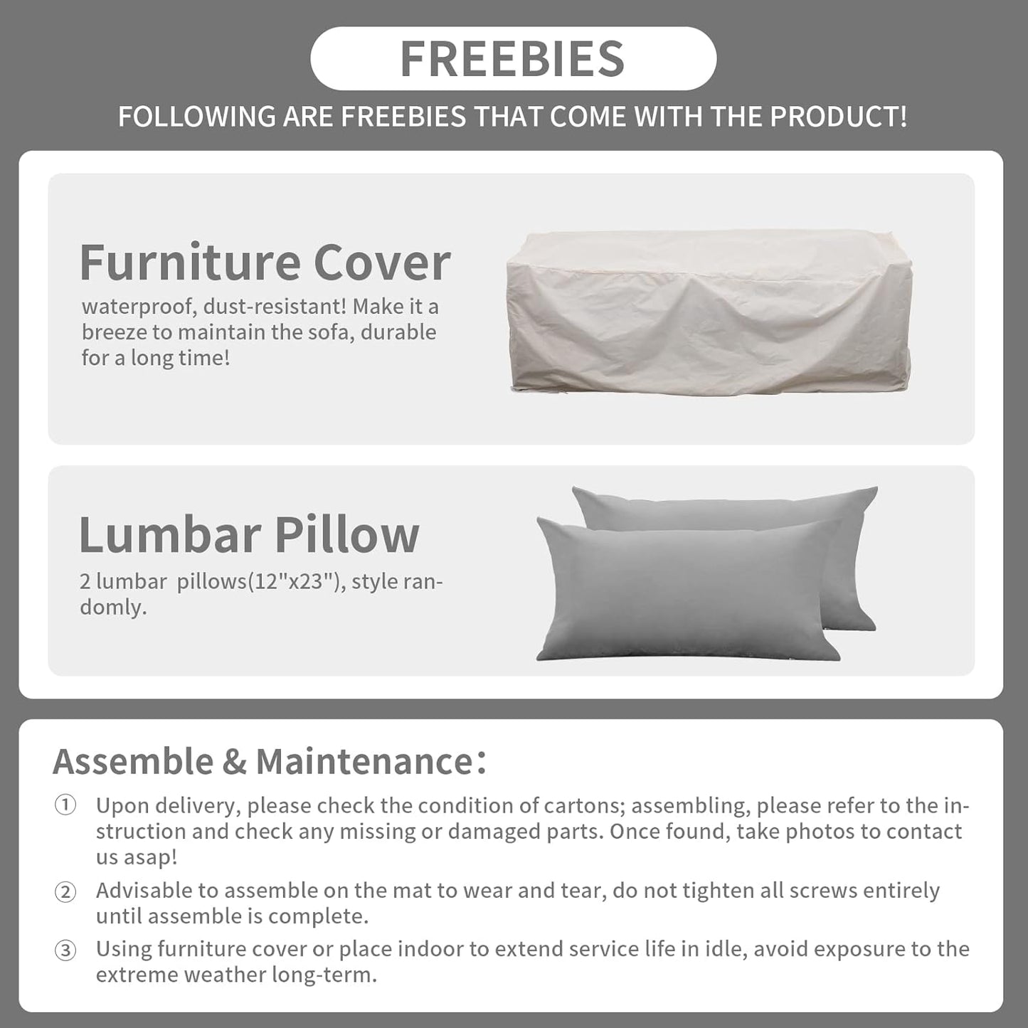 Rattaner Outdoor Furniture Outdoor Couch Grey Wicker Patio Furniture 3-seat Sofa Deep Seat Hight Backrest with Waterproof Cover and Anti-Slip Cushions, Grey