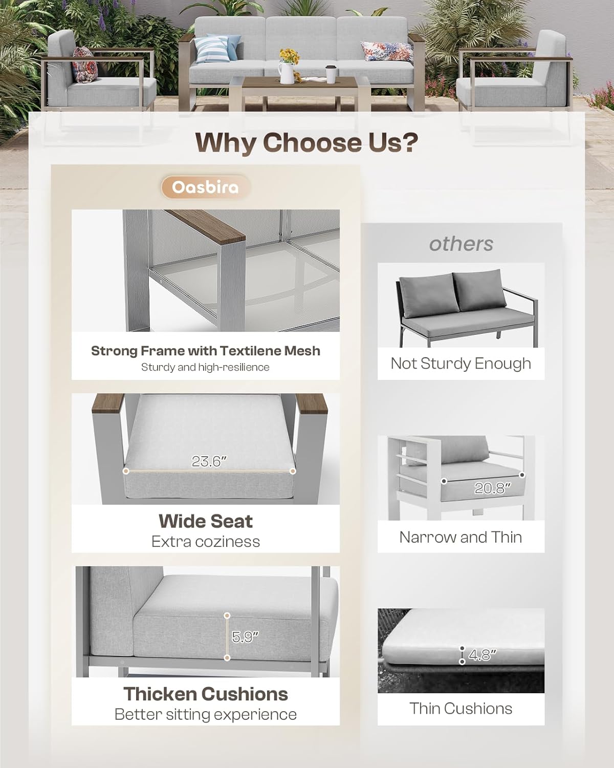 Aluminum Outdoor Patio Furniture, 1 Piece Loveseat, All-Weather Metal Modern Outside Sofa for Deck, Porch (LightGray)