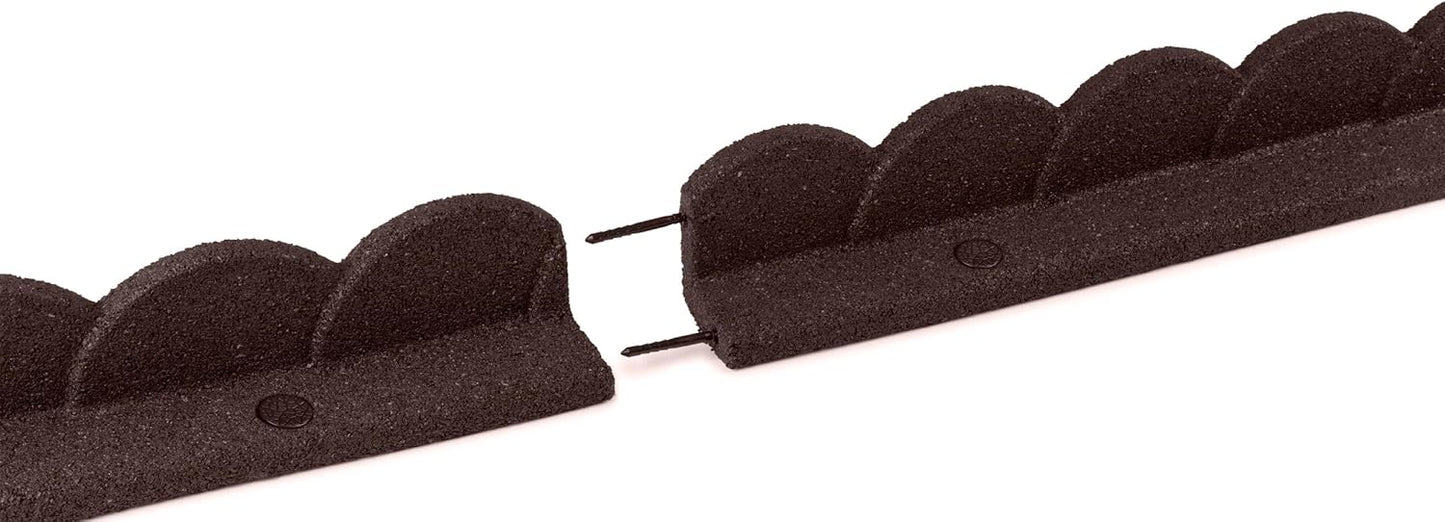 Playsafer L Shaped Flexible Rubber Scalloped Edger for Lawns Landscaping and Playground | Easy No Dig Installation| 4' Long (2, Brown)