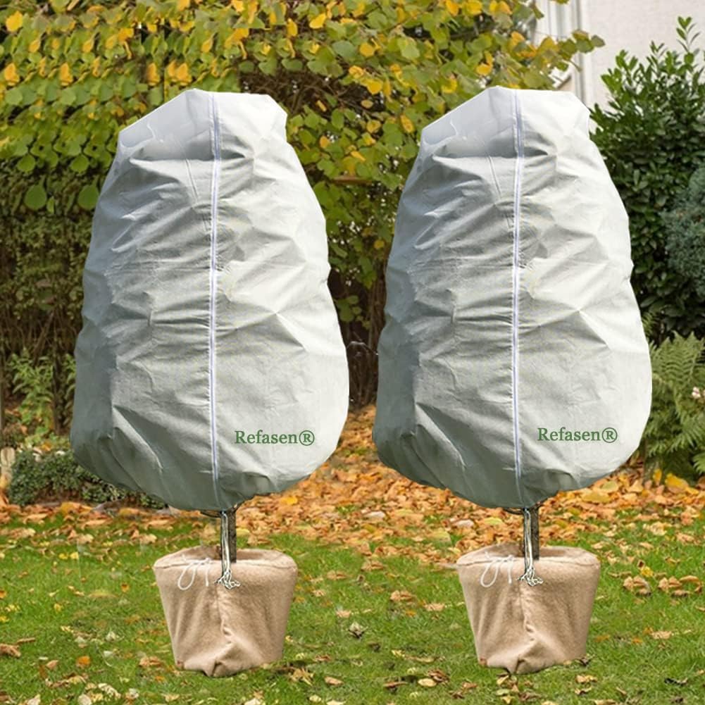 Plant Covers Freeze Protection,2 Packs 70”H X60”W 2.2oz Frost Blankets for Outdoor Plants Frost Cloth with Zipper Drawstring-Protect Trees from Cold Frost Pest