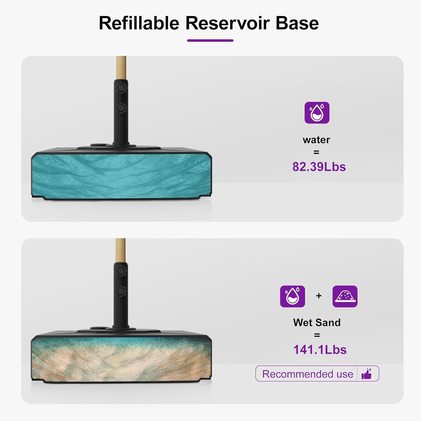 PURPLE LEAF 11 Feet Patio Umbrella with Base Outdoor Umbrella Round Market Umbrella with Crank & 8 Ribs Commercial Aluminum Table Umbrella for Outdoor Garden, Navy Blue