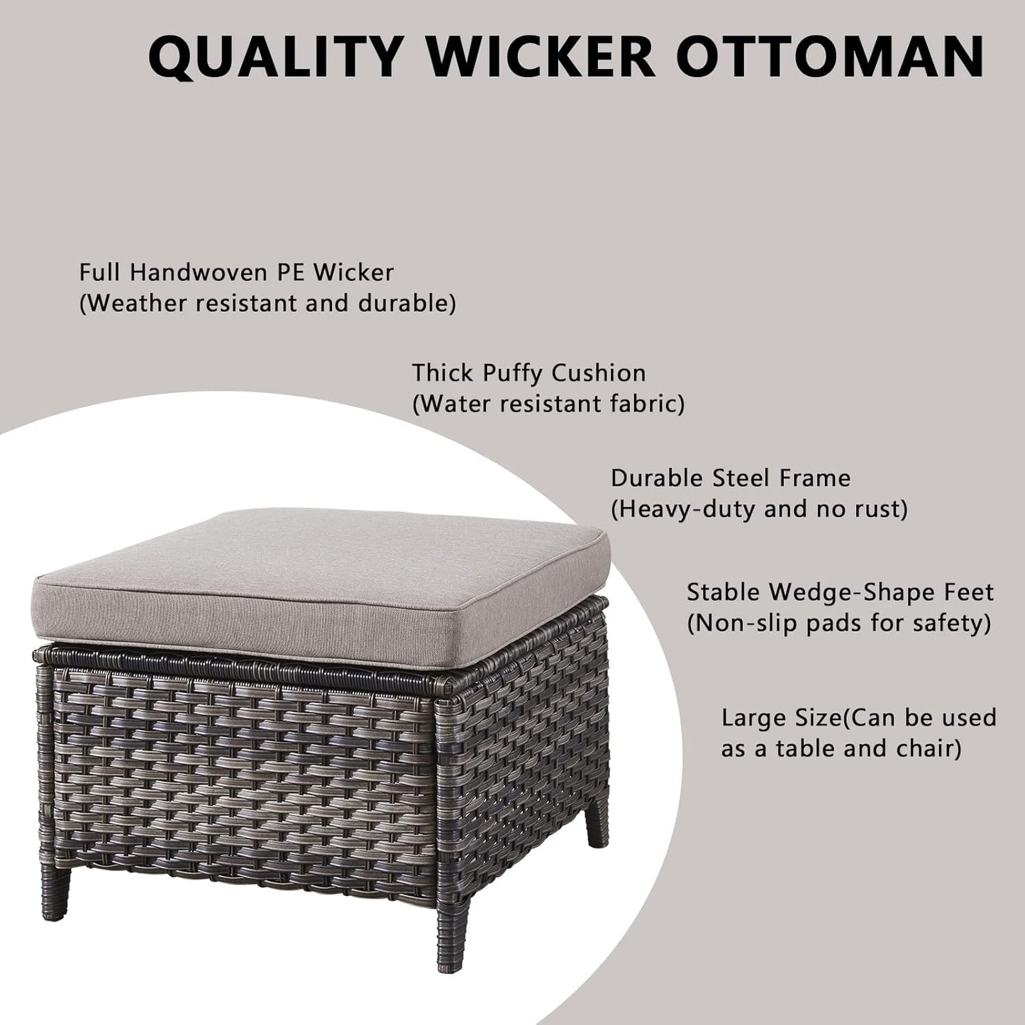 Outdoor Wicker Patio Furniture Set - 6 Piece Rattan Patio Conversation Set with 2 Rocking Swivel Chairs,2 Ottomans,1 Loveseat and 1 Coffee Table for Porch Deck Backyard Garden(Mixed Grey/Grey)