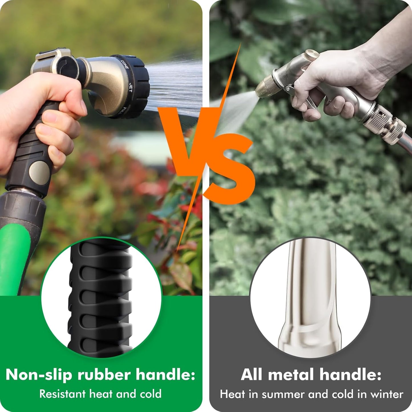 RESTMO Heavy Duty Hose Nozzle, Metal Garden Water Hose Sprayer with 7 Watering Patterns, Thumb Control, On Off Valve, High Pressure Nozzle Sprayer for Watering Plants, Car and Pet Washing, Bronze
