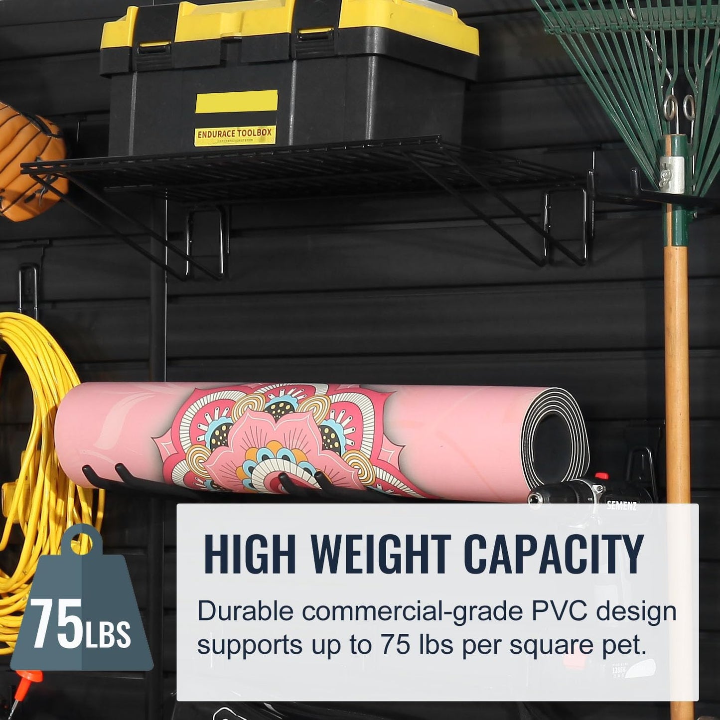 Slatwall Panel Garage Organizer PVC Slatwall Heavy Duty Wall Mounted Rack, Interlocking Slat Wall Panels for Tool Organization Peg Board(Grey 4 x 8 ft)