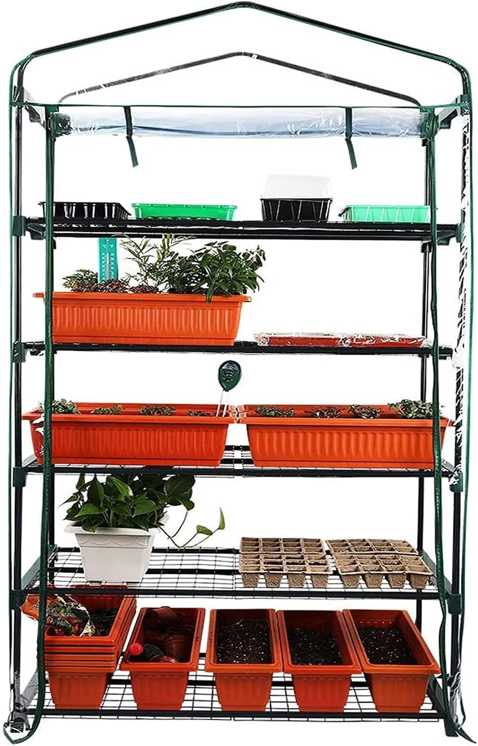 Worth Garden 50% Extra Wide Mini Greenhouse 5 Tier Portable Plant Green House 40in Wide -Sturdy Gardening Shelves with PVC Cover - Indoor & Outdoor Wheatgrass Growing - 19″x40″x75″