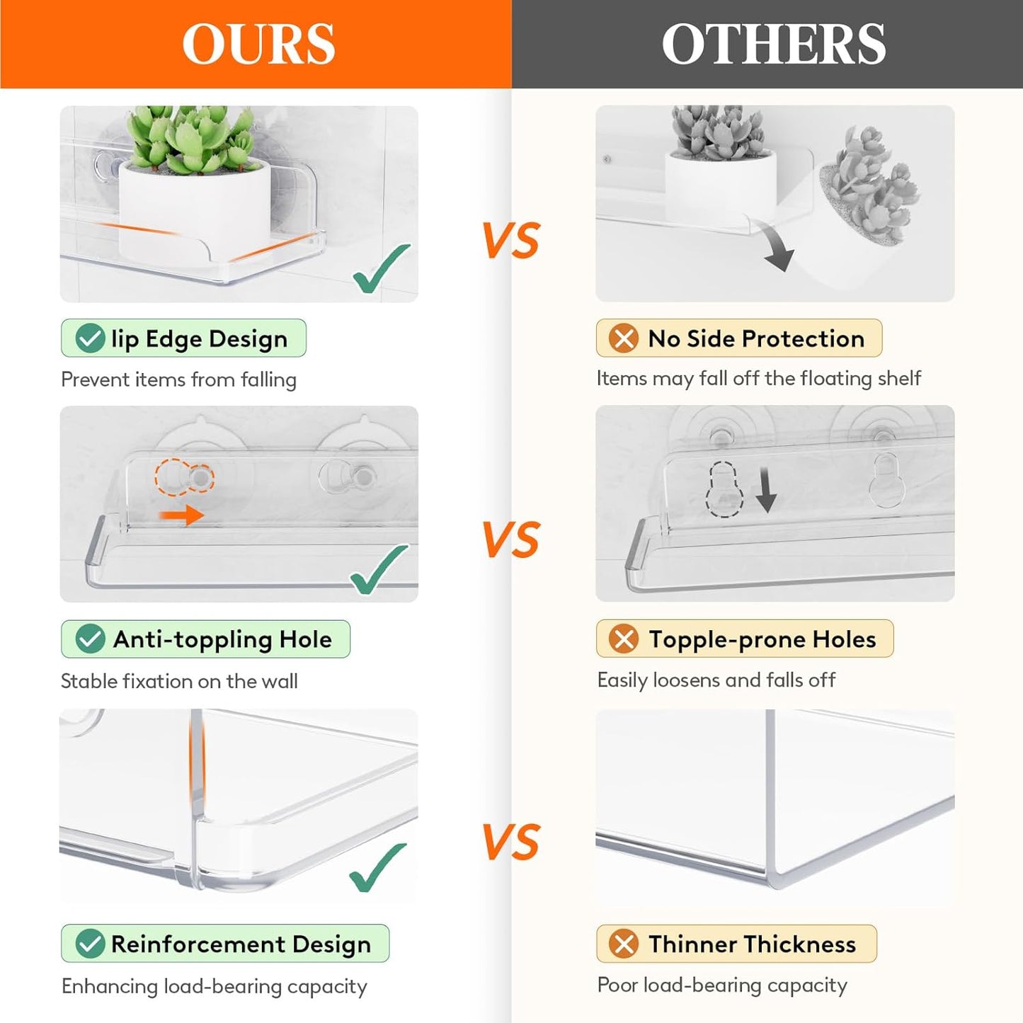 Lifewit Window Plant Floating Shelves 15 x 4 inch, 4 Pack Acrylic Suction Cup Shelf, Window Sill Extender for Indoor Succulent Plants, Micro Greens, Seed Starter Pots, Herb Planters