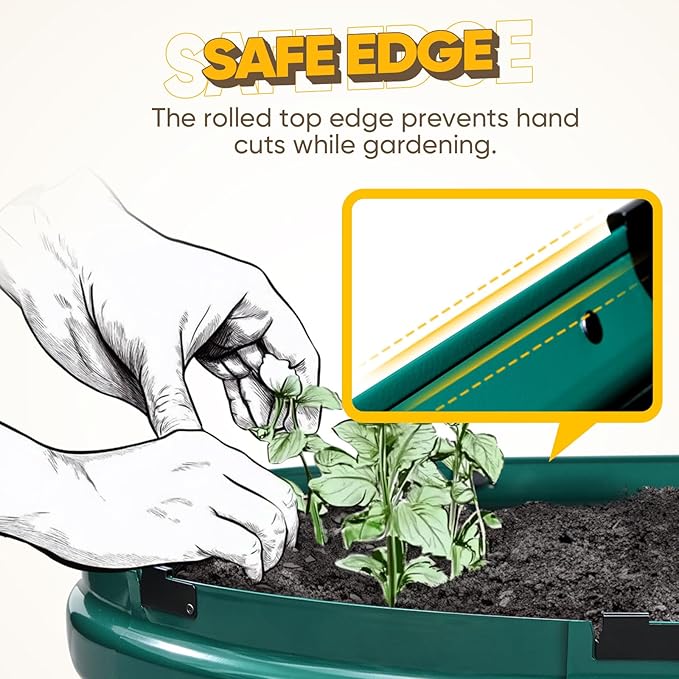 KING BIRD Raised Garden Bed Kit 2025 Upgraded Quick-Setup Galvanized Planter Garden Box Outdoor for Gardening, Vegetables, Flowers, 94x36x23 in, Green