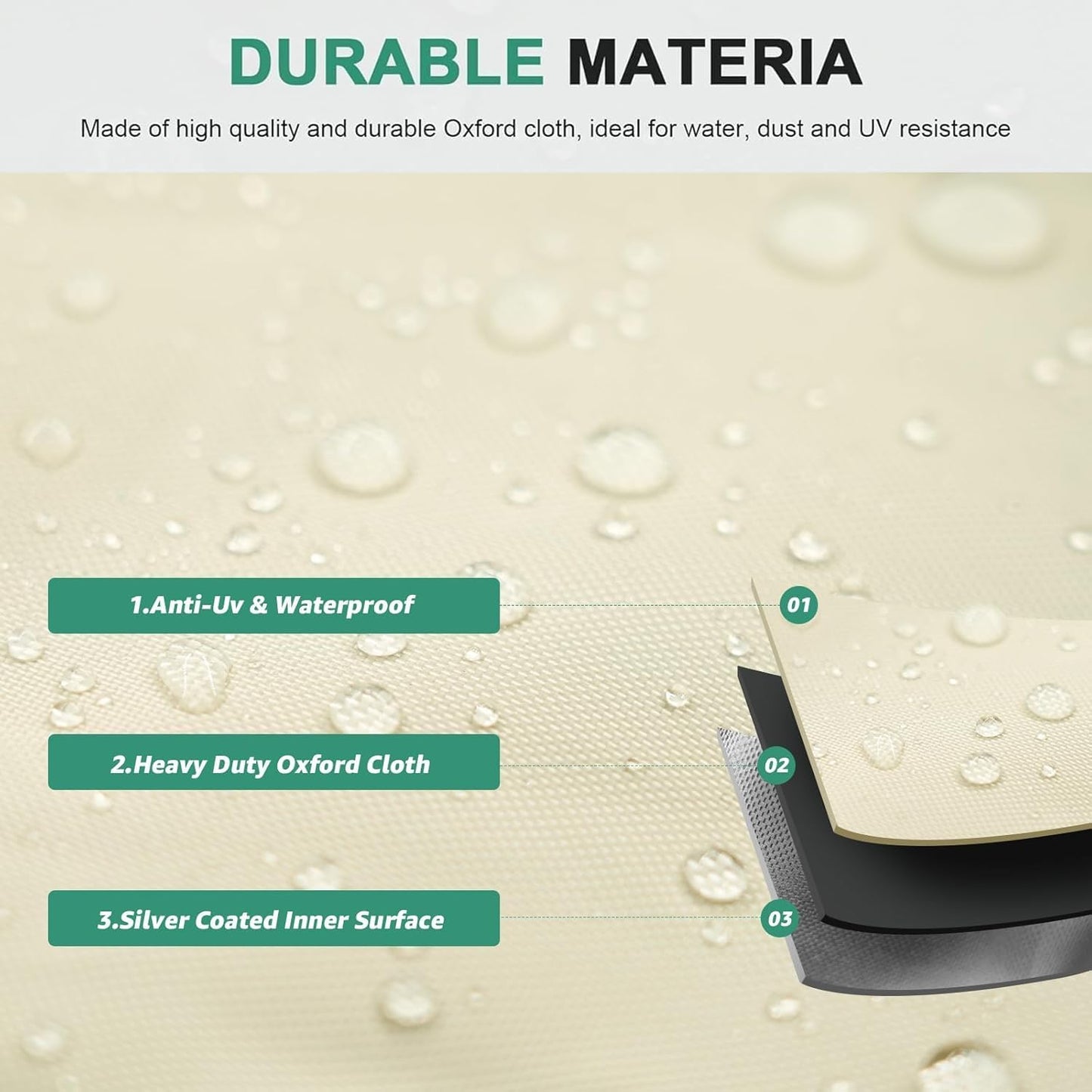 2 Pack Extra Large Patio Outdoor Waterproof Cushion Storage Bag, Outdoor Cushion Furniture Storage Bag with Handles and Zippered 68 x 30 x 20 Inch, Beige