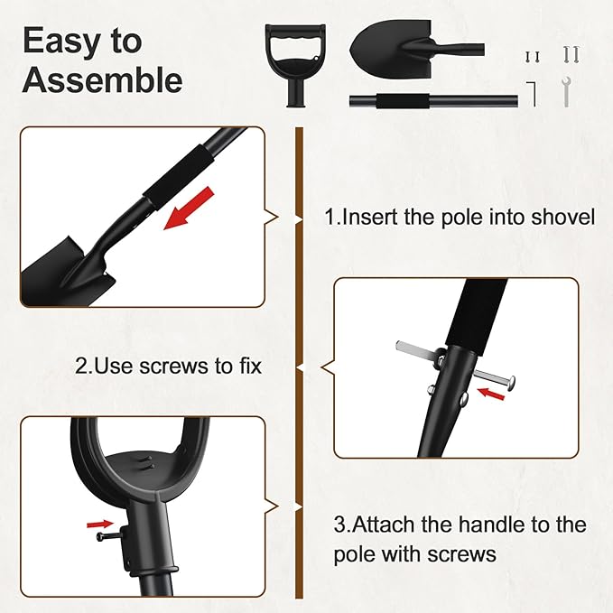 Small Shovel for Digging, 31 Inch Metal Spade Shovel with D-Grip Handle, Lightweight Short Gardening Digging Shovel