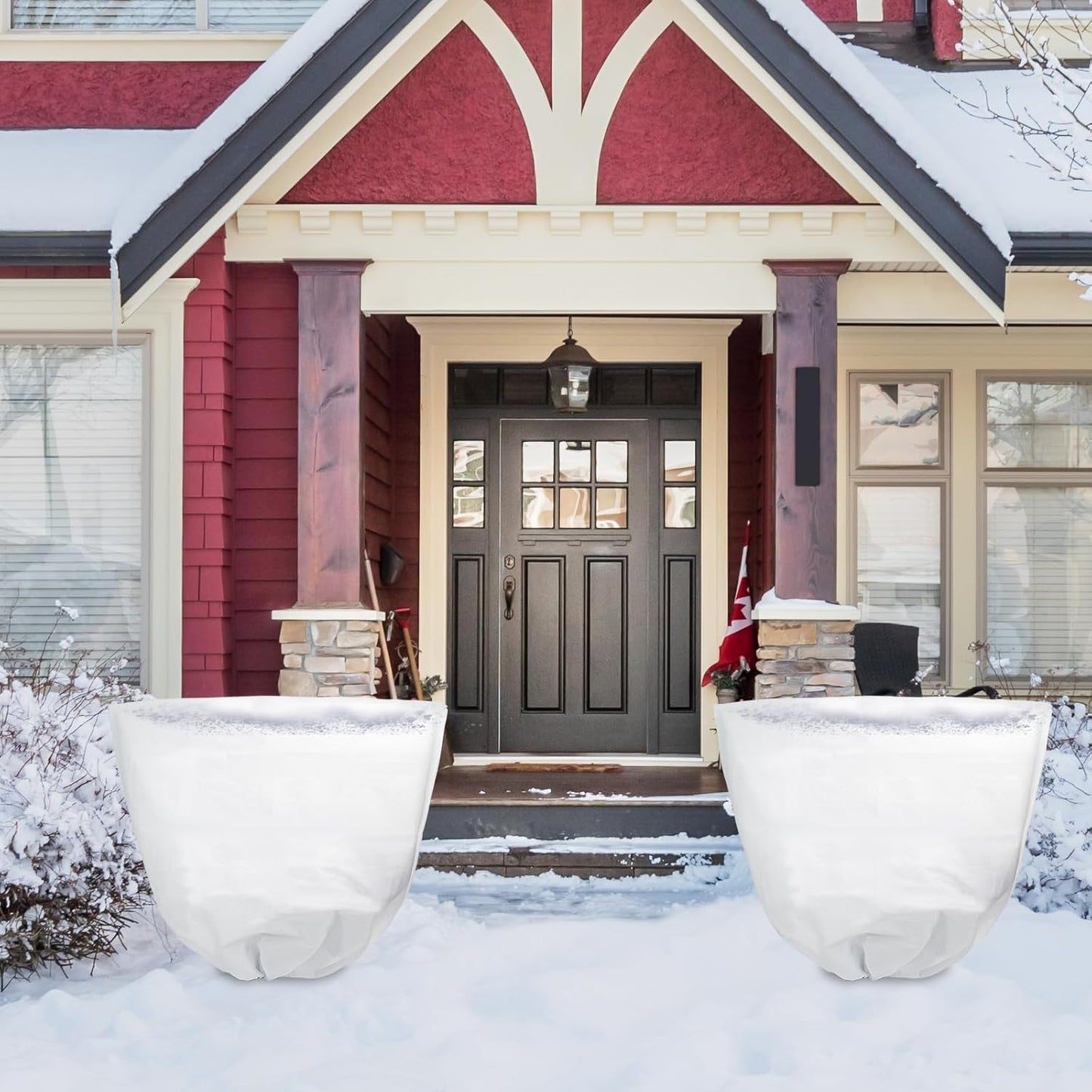 Svepndic 6 PCS Winter Plant Covers Freeze Protection,39X39 Reusable Plant Protector Bag with Drawstring,Winter Plants Jacket Warm Shrubs Cover Blanket Frost Protection for Outdoor Garden Plants