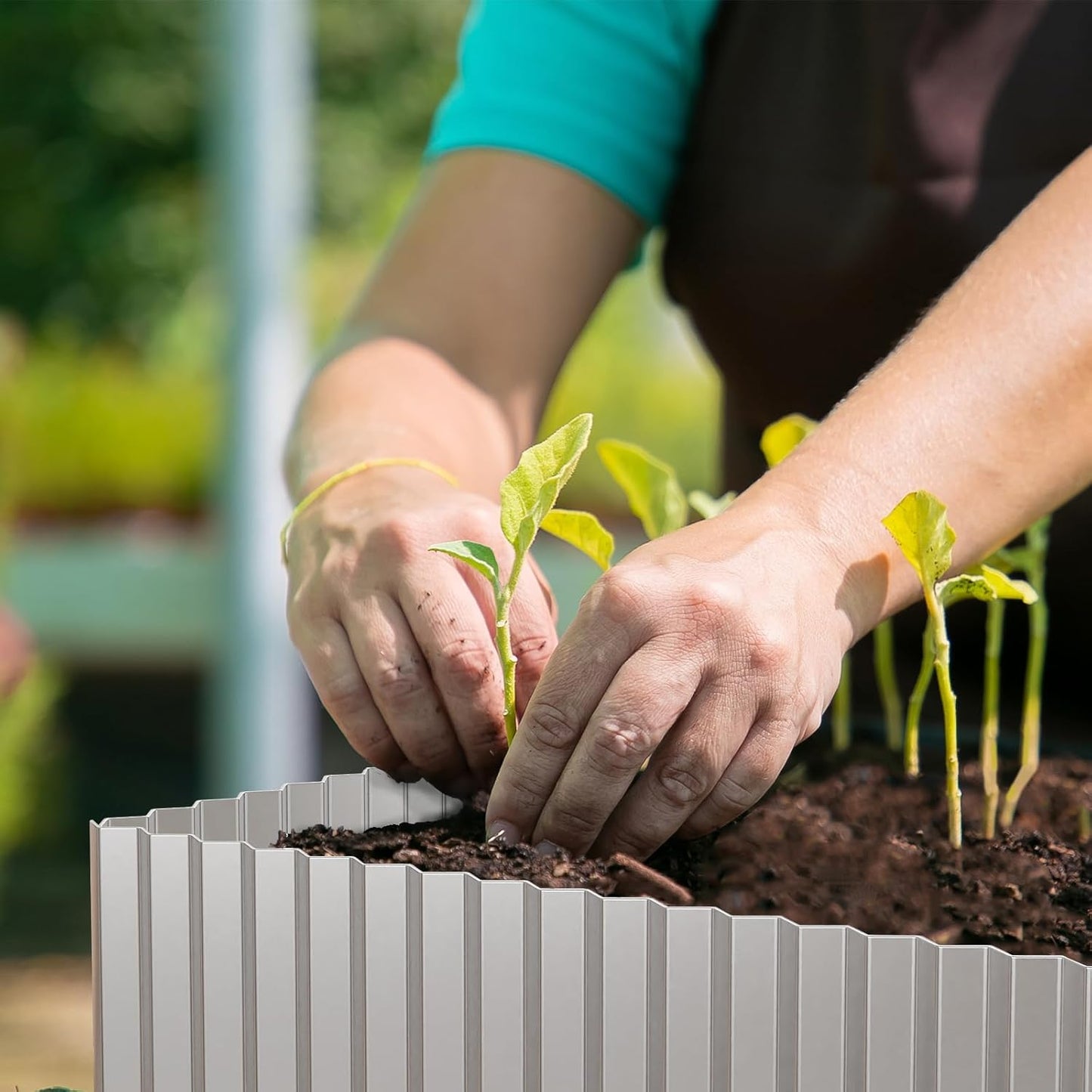 SnugNiture Corrugated Metal Garden Edging,8" x 20' Sturdy Lawn Edging Border,Landscape Edging Border for Lawn, Flower Bed,Garden and Yard