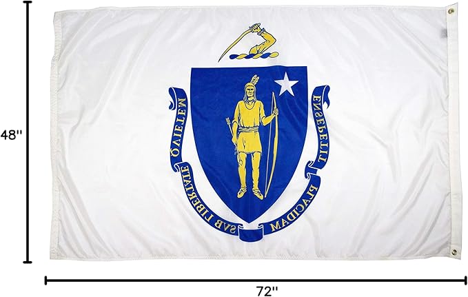 FlagSource Massachusetts Nylon State Flag, Made in the USA, 4x6'