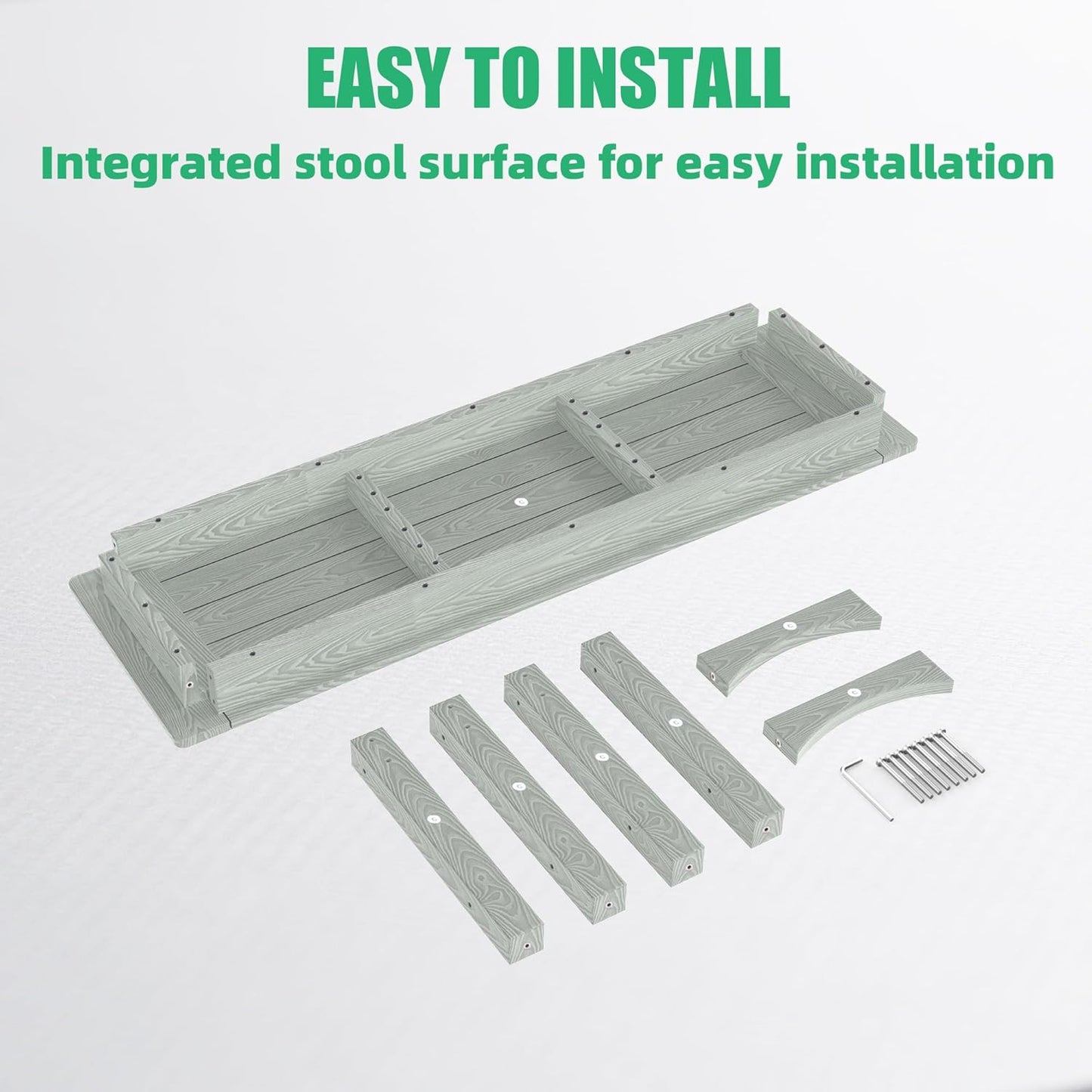 51" HIPS Outdoor Bench Weatherproof,All-Weather 2-Person Patio Dining Bench Holds up to 800LBS,Poly Lumber Garden Bench,Never Rot or Fade, Park Bench with Wood Grains for Porch, Garden, Deck, Entryway