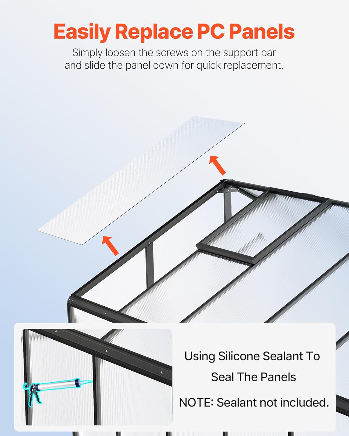 VEVOR Polycarbonate Greenhouse, 8 x 12 Ft, Outdoor Greenhouse with 2 Vent Windows, Pavilion Styled Greenhouse with Hinged Door, Aluminum Large Walk-in Greenhouse Kit for Outside Garden Backyard