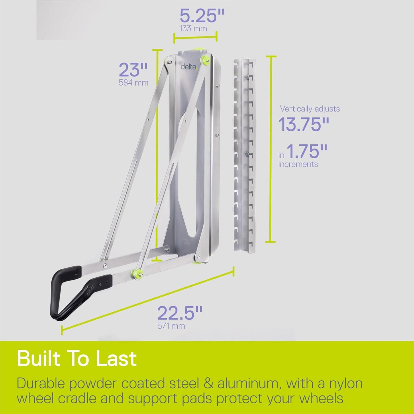 Pivot Bike Storage Rack by Delta Cycle - Bike Rack Garage Wall Mount Swivels to Save Space - No Lifting Required Vertical Bike Rack - Indoor Bike Storage Wall Hanger Holds Up to 100 lbs