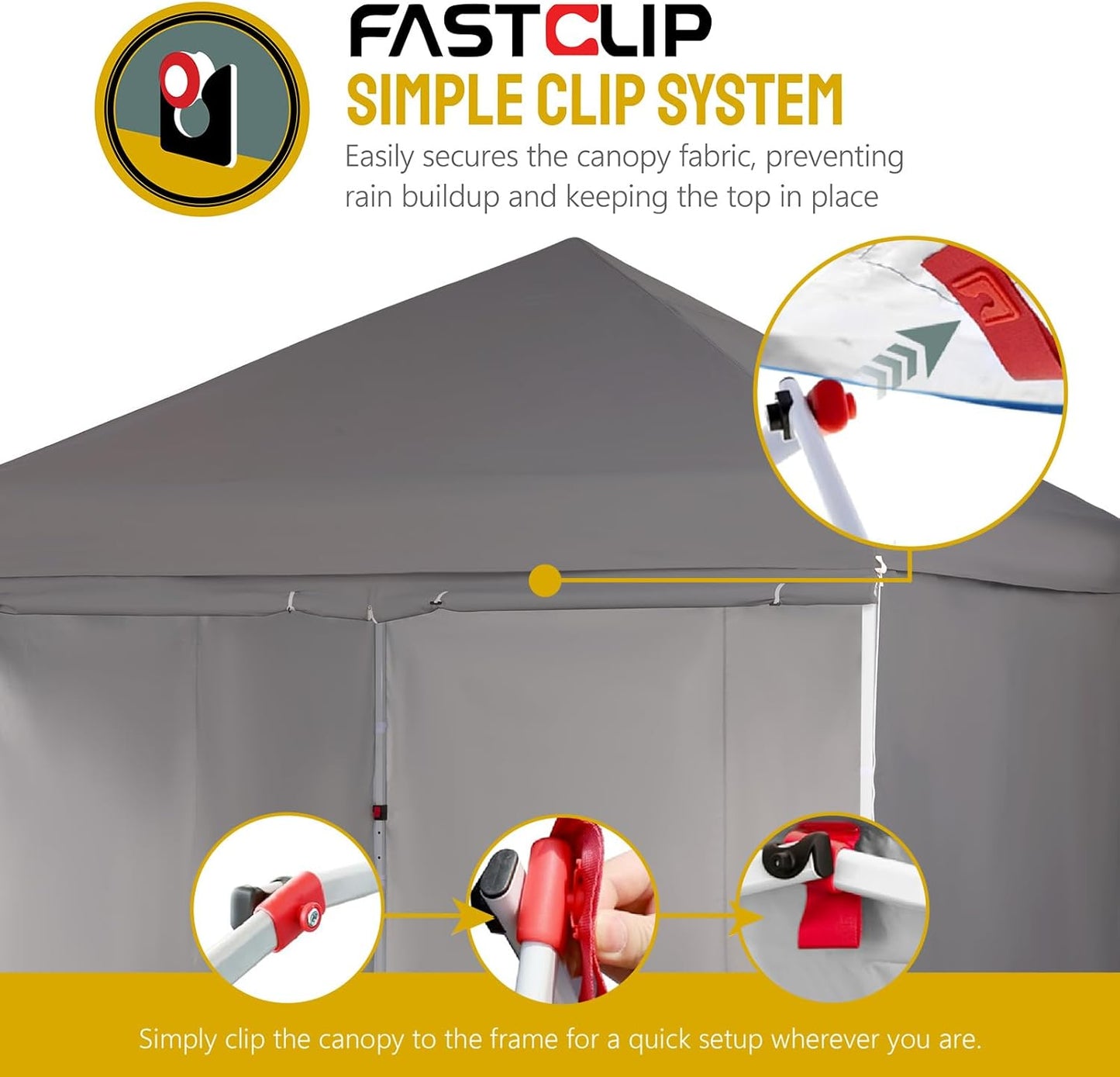 CROWN SHADES 10X10 Comercial Instant Canopy Pop Up Tent with Center Lock (10x10 with 4 Sidewalls, Grey)