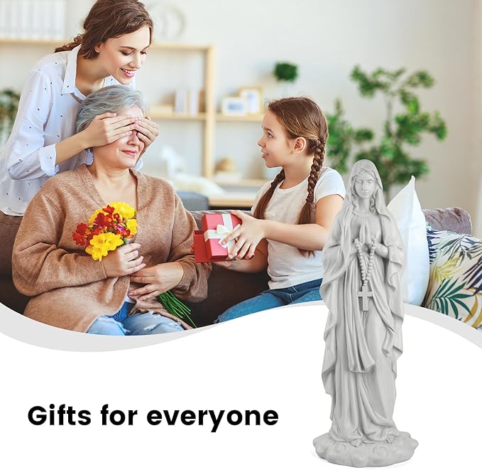 Virgin Mary Praying Statue 31.49 Inch Tall Outdoor Garden Religious Garden Statue Mary Statue Outdoor Yard Patio Deck Home Entryway Hallway Sculpture Magnesium Oxide Stone (White Virgin Mary)