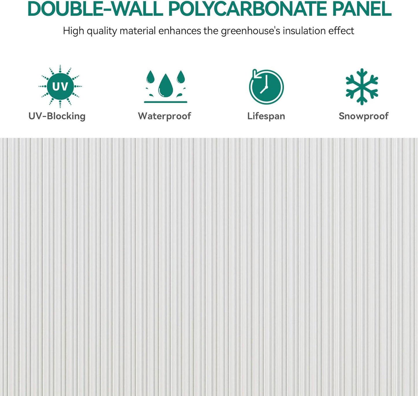 YITAHOME 16x6FT Polycarbonate Greenhouse for Outdoors, Large Heavy Duty Aluminum Greenhouses with Sliding Doors and Vent Window, Walk-in Greenhouse for Garden Backyard, Simple Setup, Silver