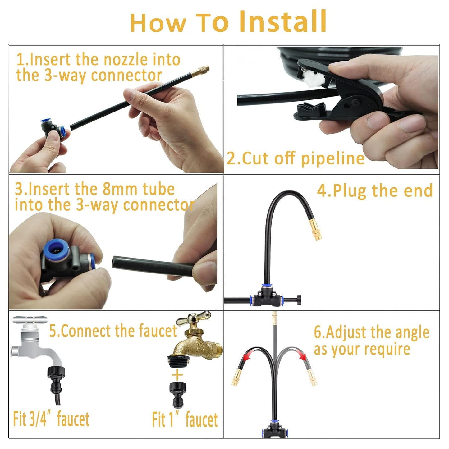 360°Bendable Automatic Irrigation System, 49.21Ft Adjustable Garden Watering Misting System for Outdoor Cooling System, Greenhouse, Yard, Lawn, Plant, Water Mister Nozzles Thread Sprayer 0.043"