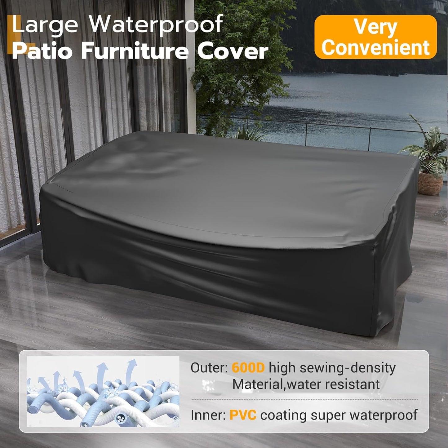 UDPATIO 5 Piece Patio Furniture Set, Outdoor Sectional Modular Sofa with 4'' Thickened Cushions, Wicker Outdoor Furniture Conversation Sets with Waterproof Cover for Backyard Deck(Grey/Black)