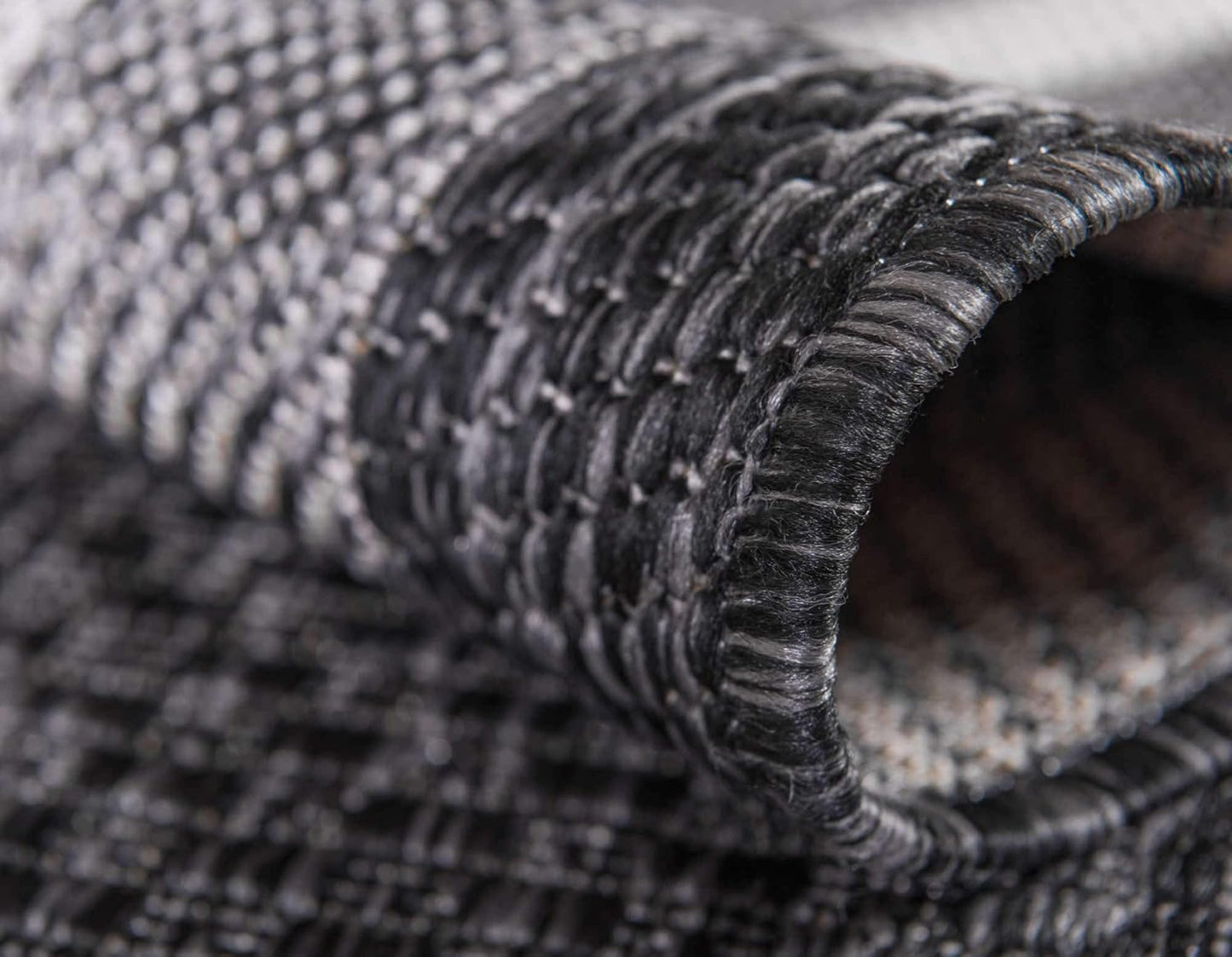 Unique Loom Outdoor Border Collection Area Rug - Soft Border (9' x 12' Rectangle, Black/ Ivory)