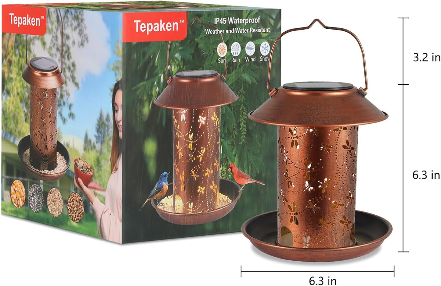 Bird Feeders for Outdoors Dragonfly Solar Lanterns Outdoor Waterproof Garden Decor Birthdays for Women Mom Grandma Metal Solar Decoration Outside LED Lanterns for Yard, Patio