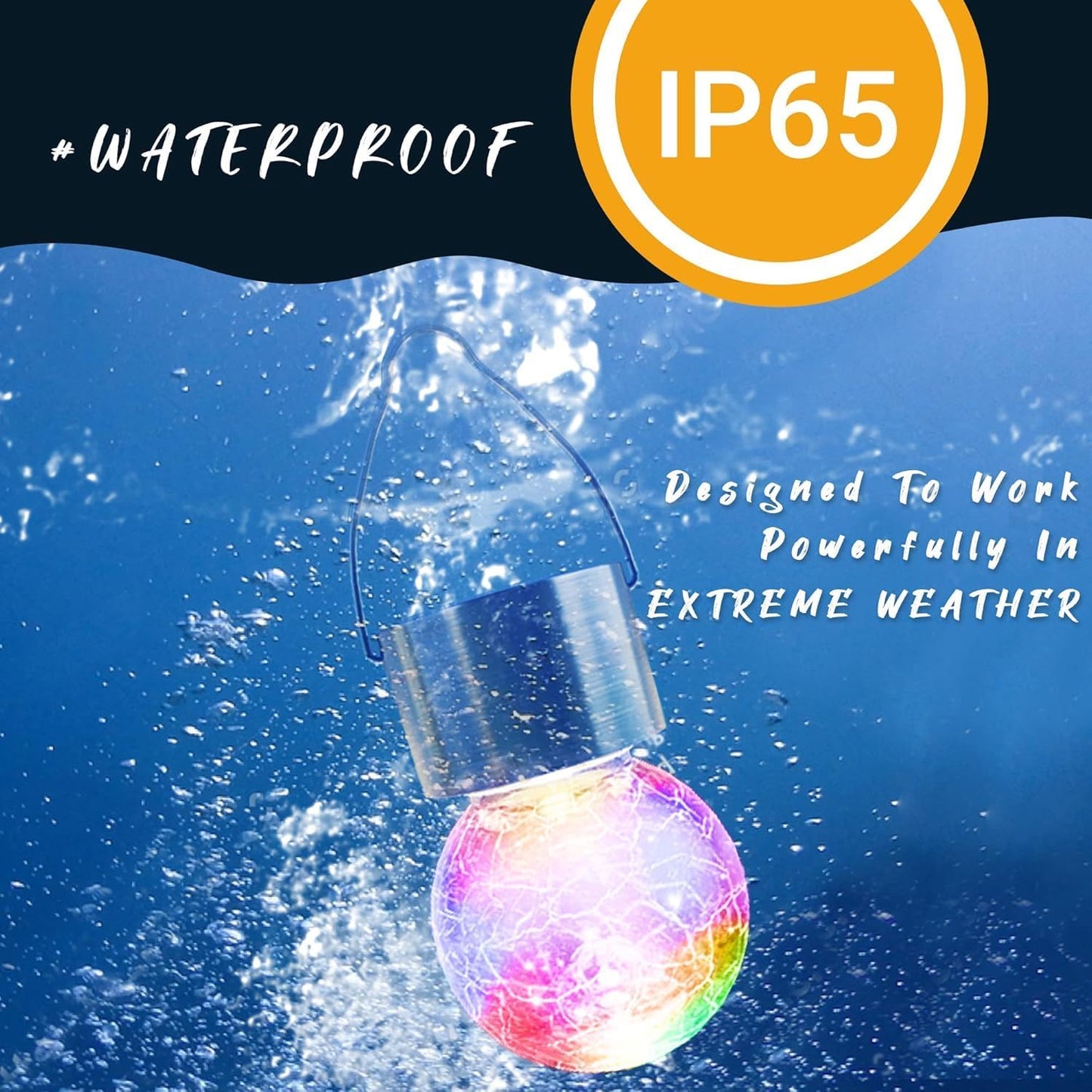 8 Pack Solar Lanterns, Christmas Decoration Lights with Multi-Color Changing Cracked Glass Hanging Ball Solar Outdoor Lights Waterproof Hanging Light for Garden, Yard, Patio, Lawn