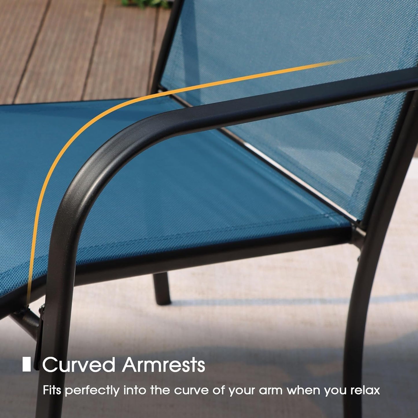 VICLLAX Patio Dining Set for 8, 9 Pieces Outdoor Furniture Set Includes 56.3" Round Patio Table and 8 Patio Stackable Chairs, Outdoor Table and Chairs for Outsides, Black Tabletop and Blue Fabric