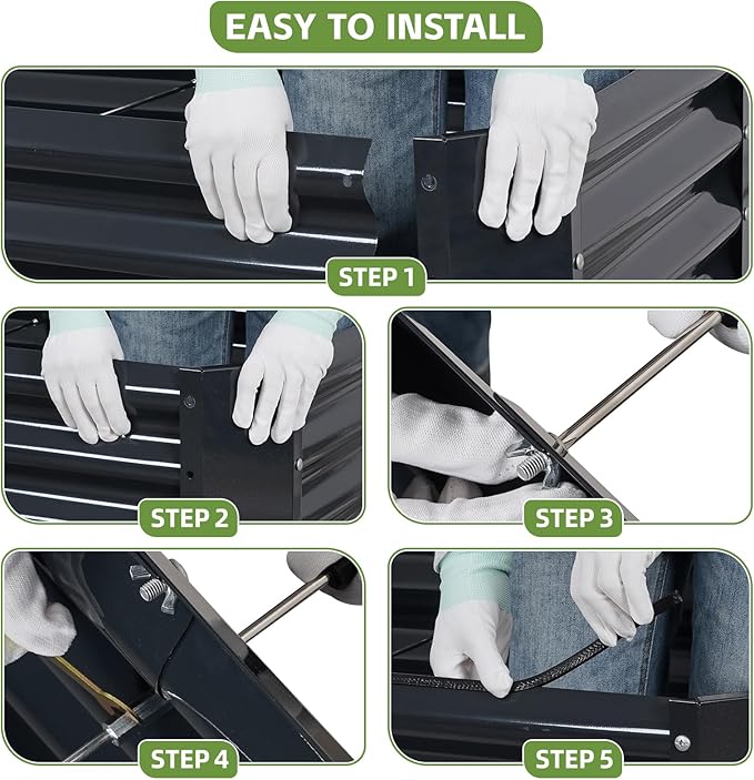 4x2x2ft (2 Pack) Raised Garden Bed - Galvanized Deep Root Planter Boxes Outdoor with Wing Nuts and Safety Edges for Gardening Vegetables, Flowers, Herbs, Succulents - Gray