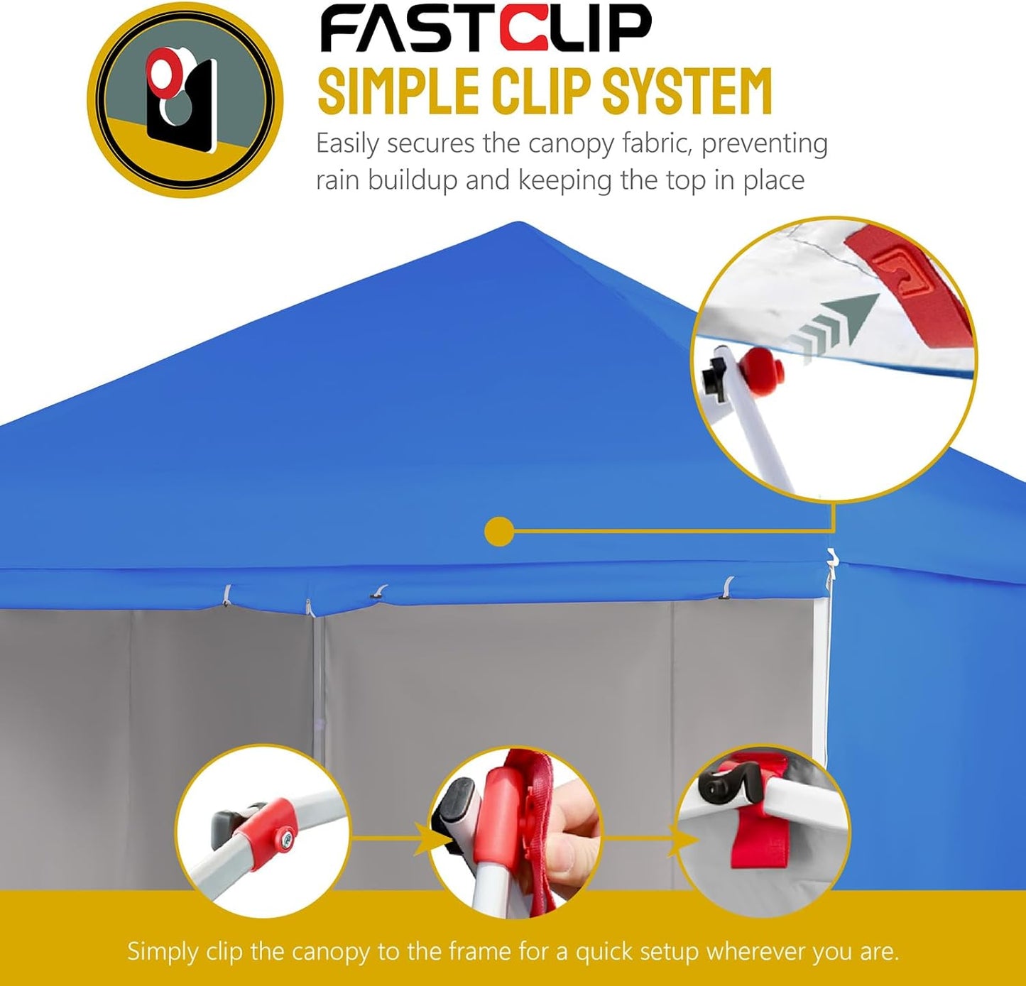 CROWN SHADES 10X10 Comercial Instant Canopy Pop Up Tent with Center Lock (10x10 with 4 Sidewalls, Blue)