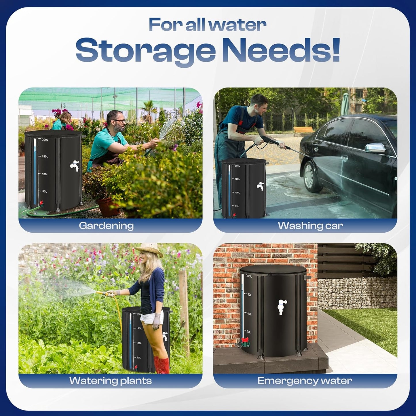 Collapsible Rain Barrel Rain Collection System Rain Water Collection Barrel Water Storage Rain Catcher Water Tank Rain Barrel Kit Water Reservoir Water Collection Barrel