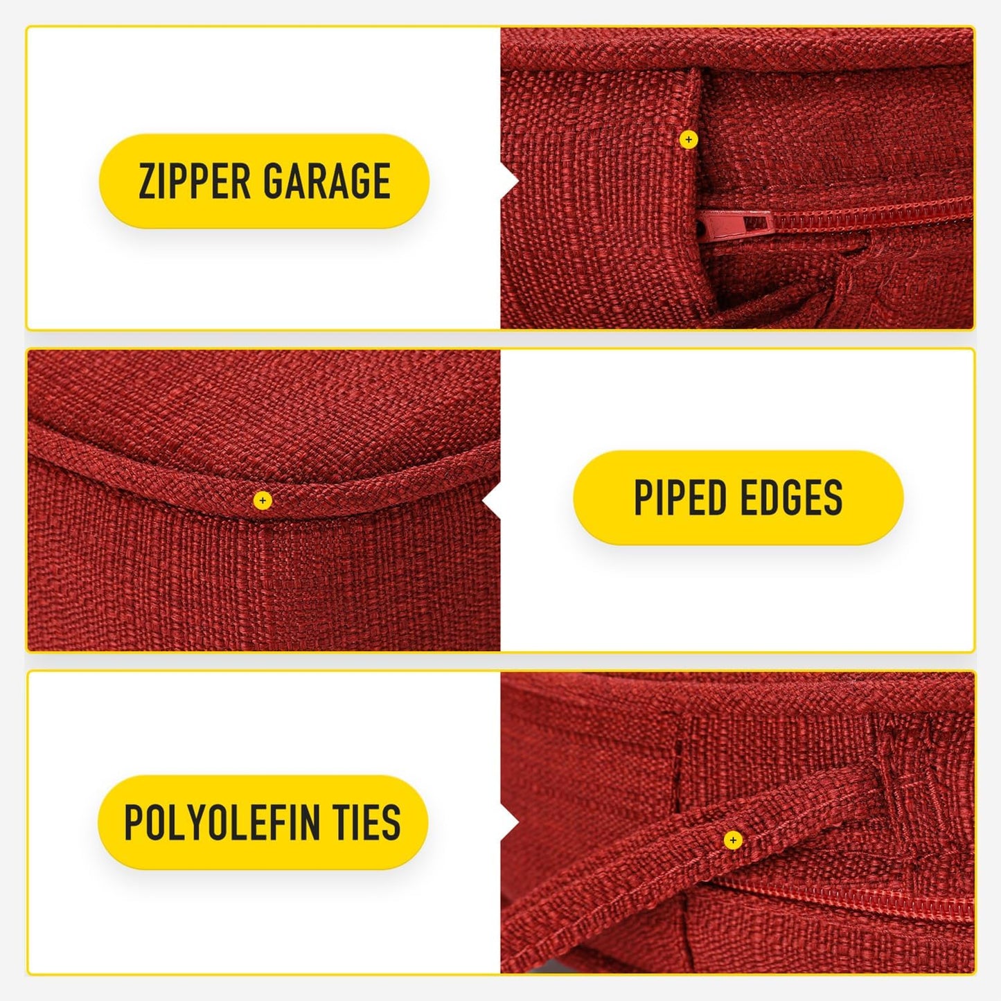 SUNROX Gel Memory Foam Chair Cushions, FadeShield Water-, Stain-Resistant Durable Reversible Seat Cushion Pads with Ties for Indoor/Outdoor Kitchen Dining Office 17"x16" Set of 4, Burgundy